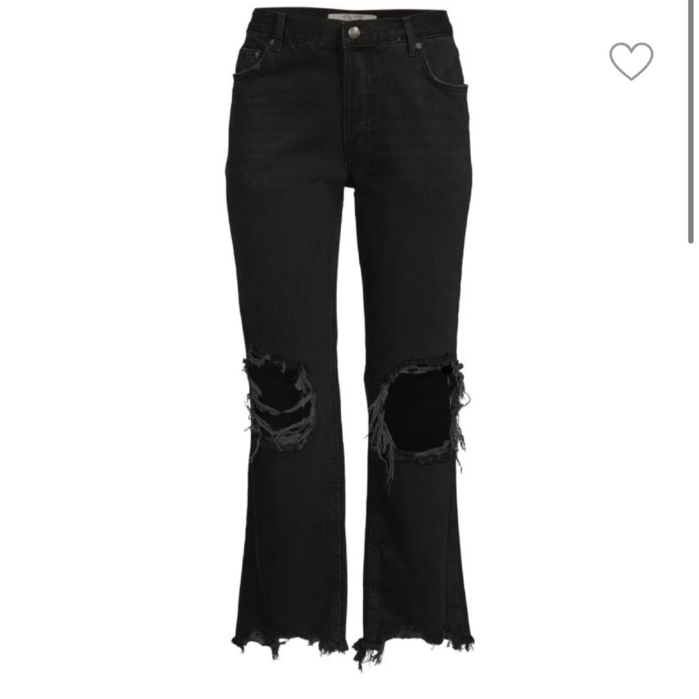 Free People Maggie Mid Rise Distressed Wide Leg Jeans